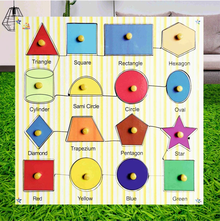 Shapes and Names Wooden Puzzle Board for Kids