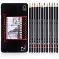 Set of 12 Drawing & Sketching Pencils – Different Shades (Tin Box)