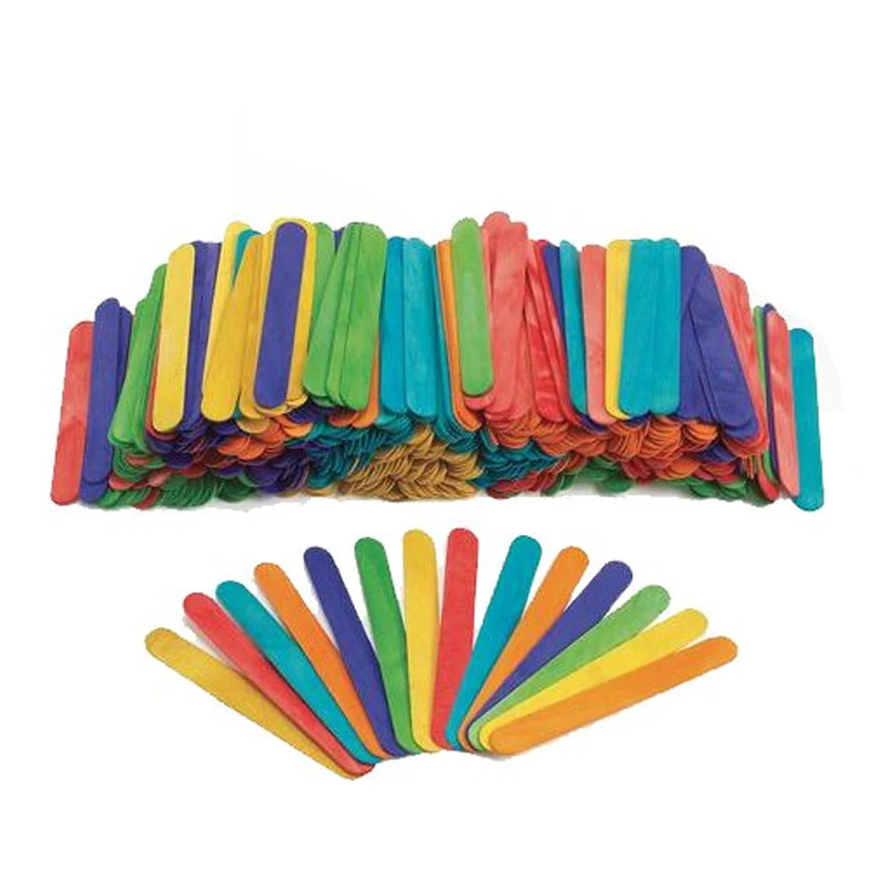 Pack of 150 Sticks Large Ice Cream Stick (wooden) for Art Work-Multicolored