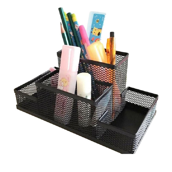 Metal Pen Stand Mesh Style Stationary Holder, Pen Stand, Desk Organizer - Black