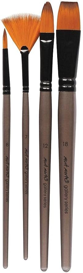 MontMarte Gallery Series Flat & Fan Brushes 4Pcs BMHS0012