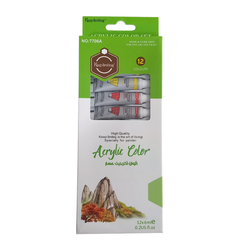 Keep Smiling Acrylic Colour Paints – Pack of 12 (6ml Each)