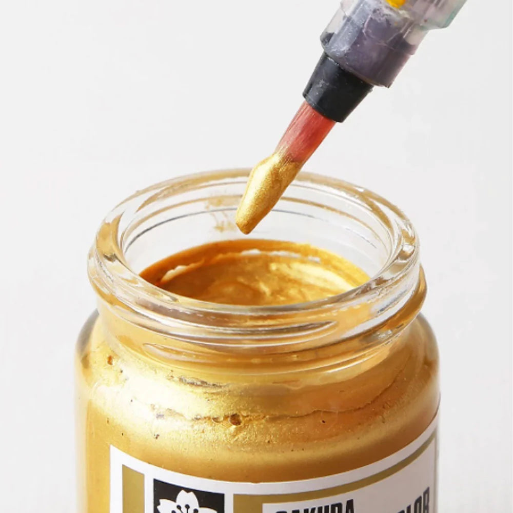 Sakura Poster Color Watercolor Metallic Paint – Silver & Gold 30ml | Pack of 2
