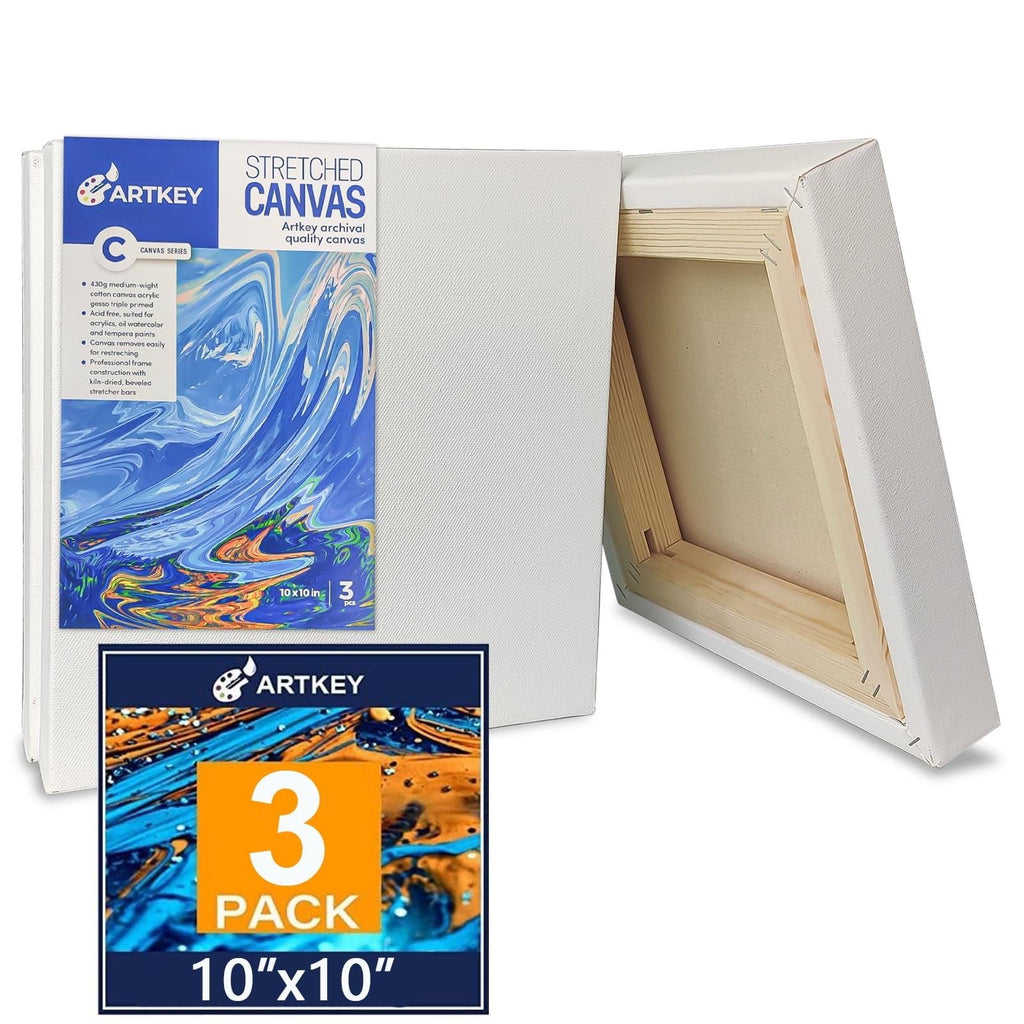 Canvas Boards for Painting Pack of 3 (10 × 10 Inch