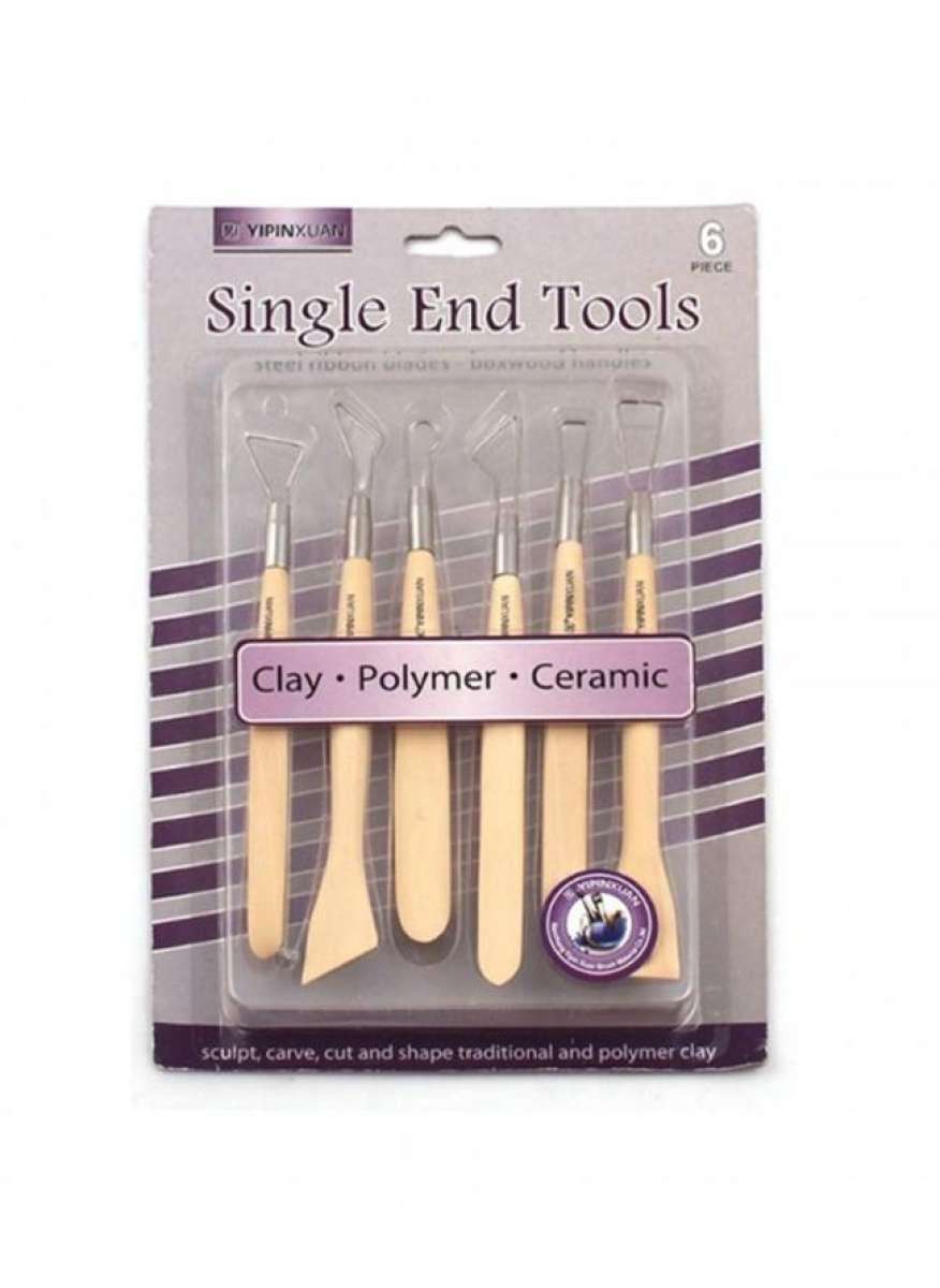 Single End Clay Wooden Tools 6-Pcs Set