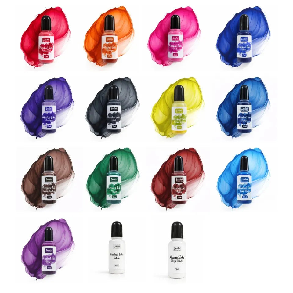 Leader Alcohol Ink Set – 15 & 30 Colors (10ml)