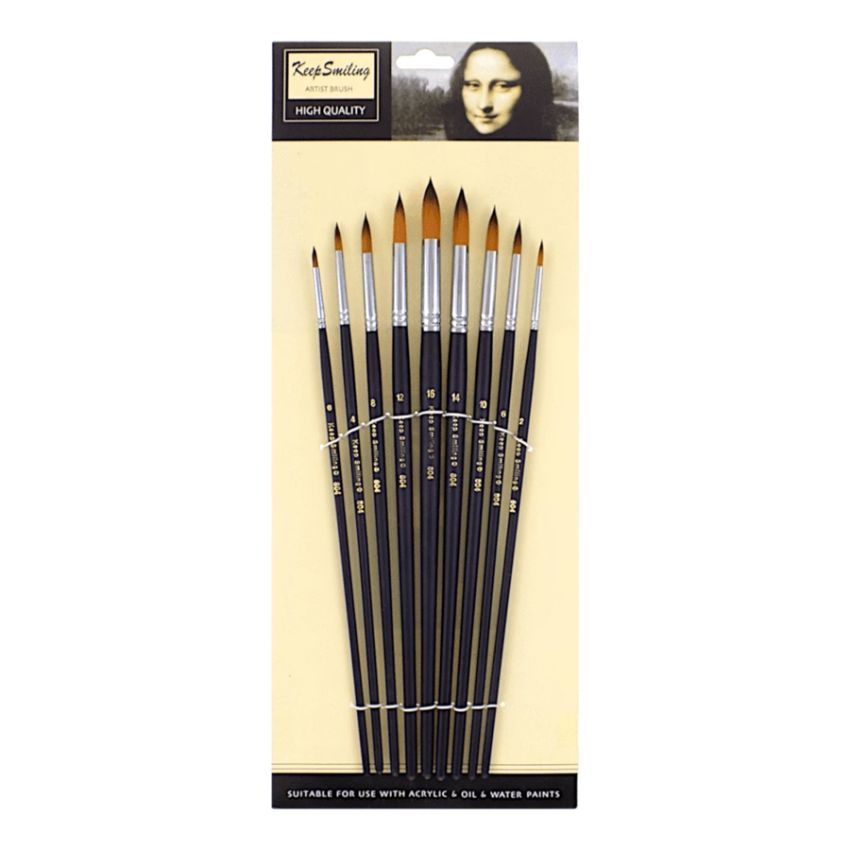 Keep Smiling Artist Round Brush 804 9 Pcs