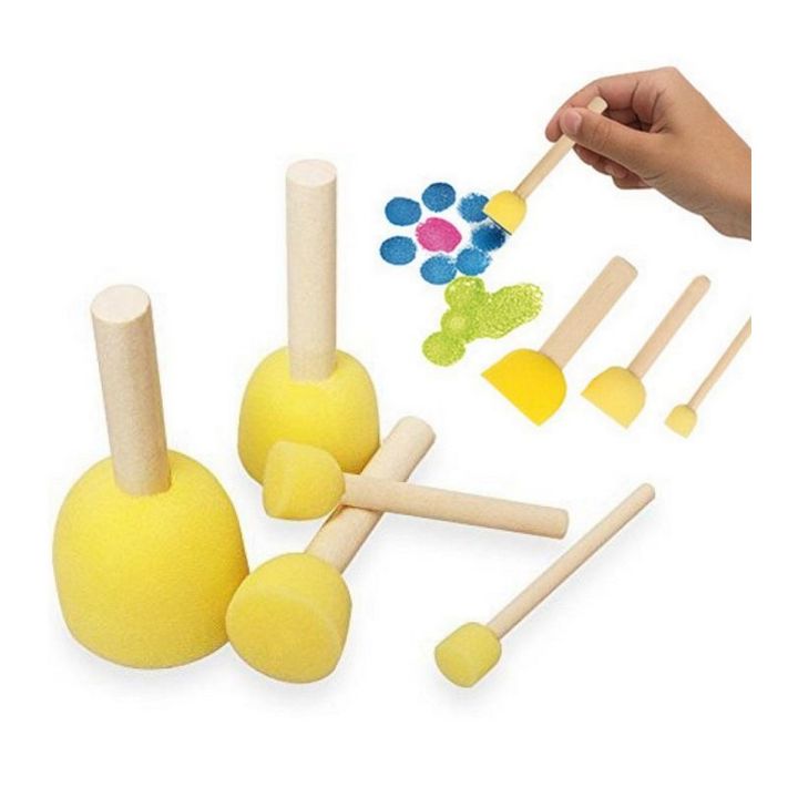Keep Smiling 5 Pcs Sponge Gbell Drawing Stamp & Foam Paint Brush Set