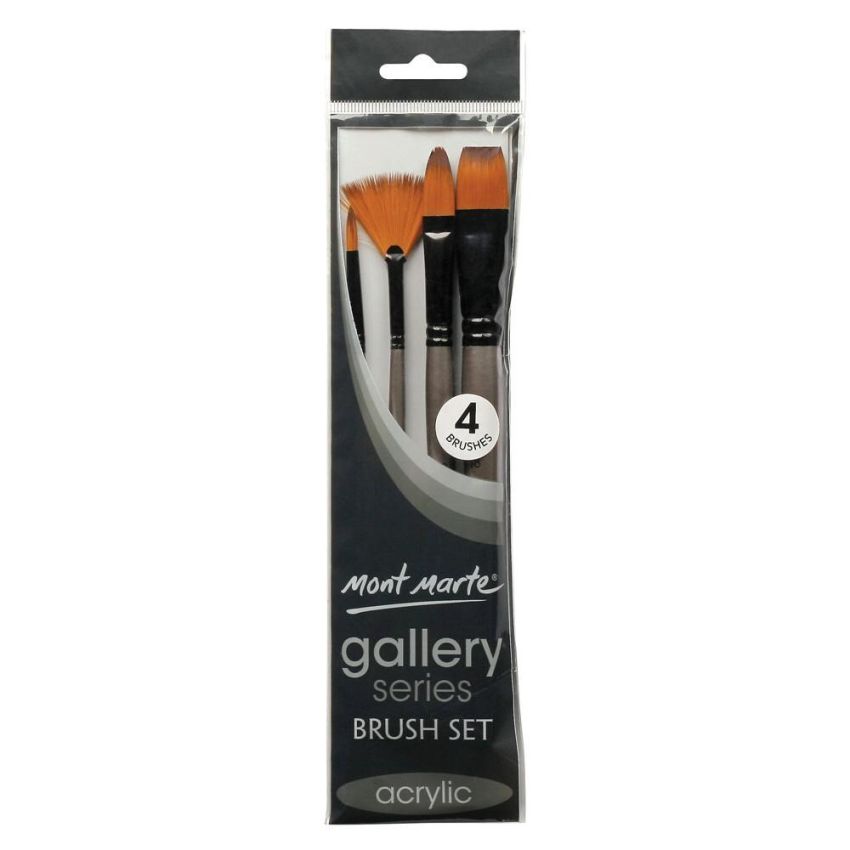 MontMarte Gallery Series Flat & Fan Brushes 4Pcs BMHS0012