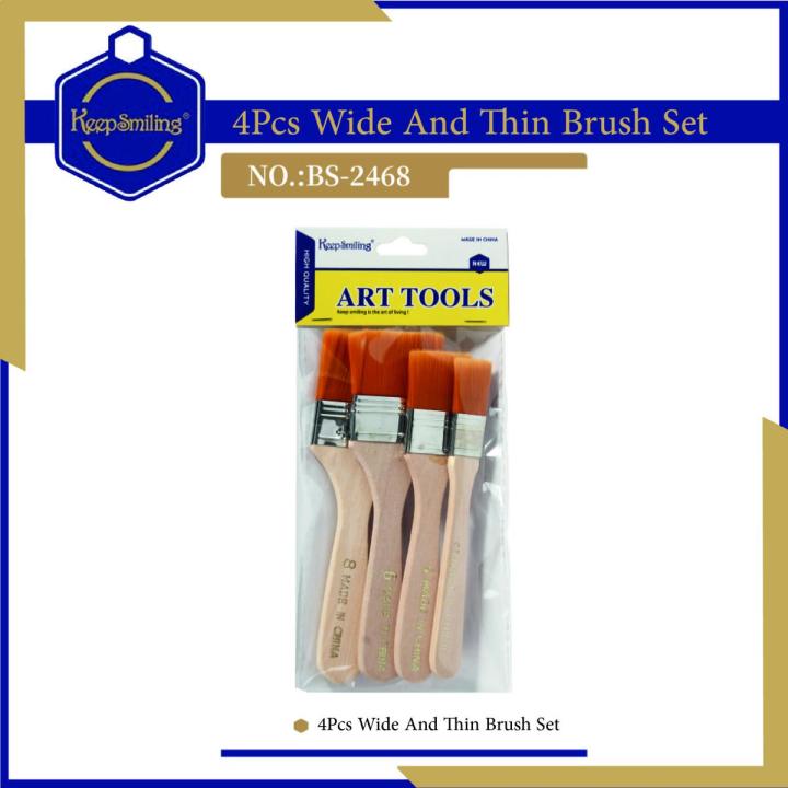 Keep Smiling 4 Pcs Nylon Hair Gesso & Paint Brush Set