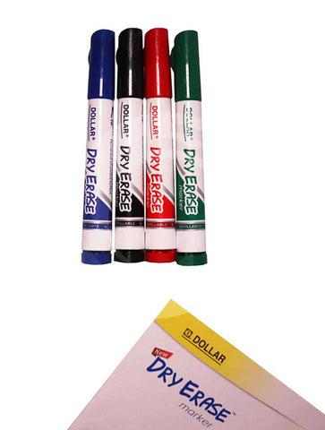 Dollar Dry Erase Board Marker Pen – Multicolor (Pack of 4)