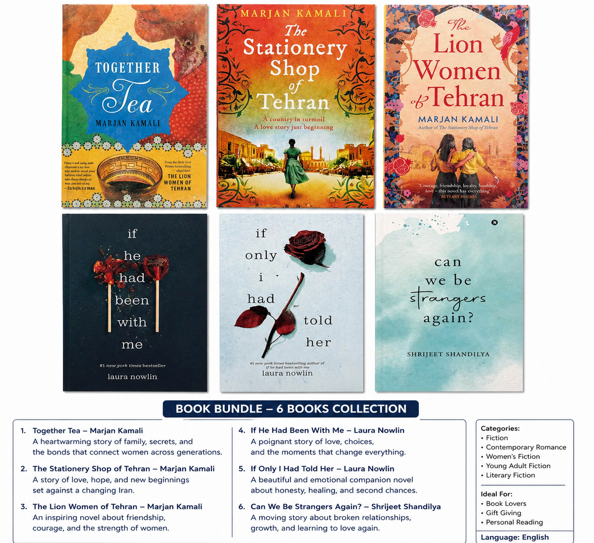6 Books Romance & Contemporary Fiction Bundle