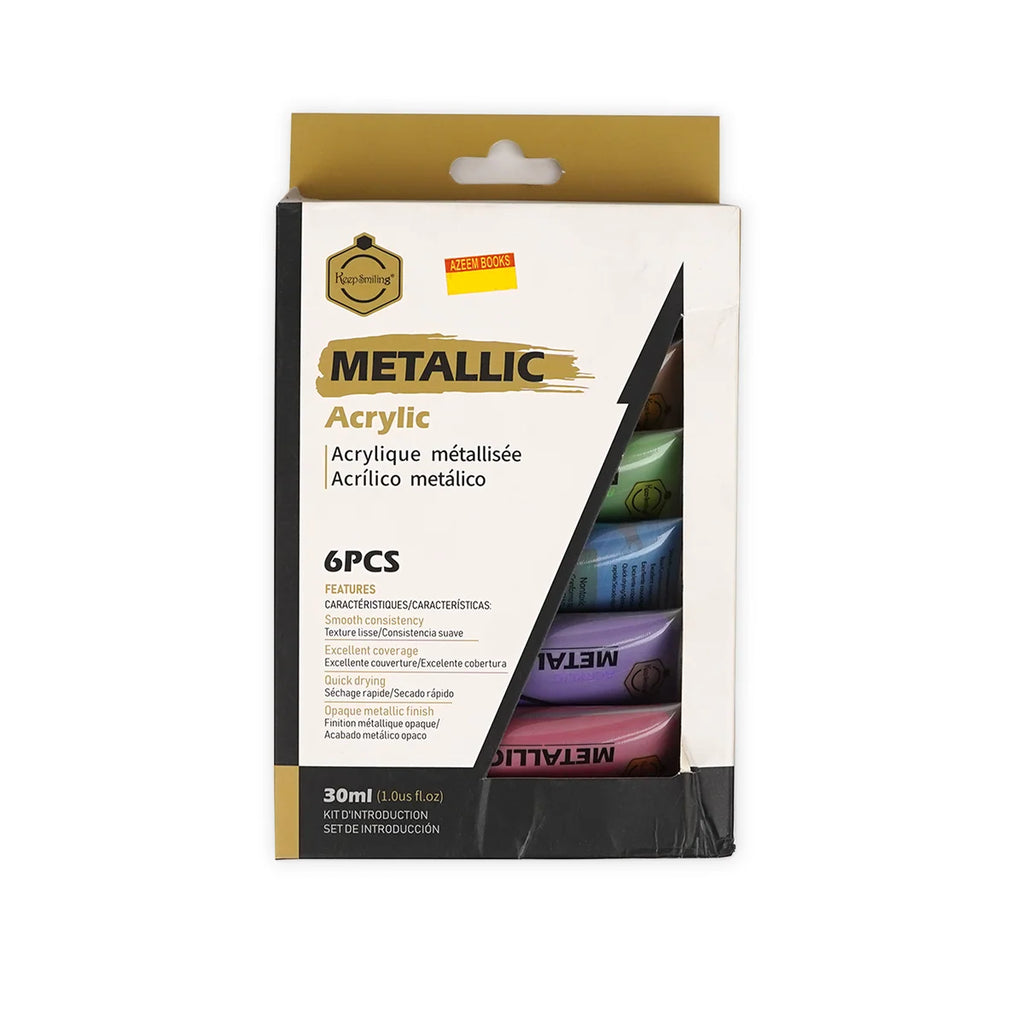 Keep Smiling Metallic Acrylic Paint 30ml Pack Of 6