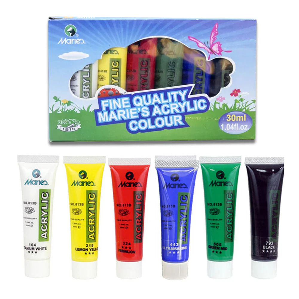Maries Acrylic Paint Set Pack of 6 (30ml Each)