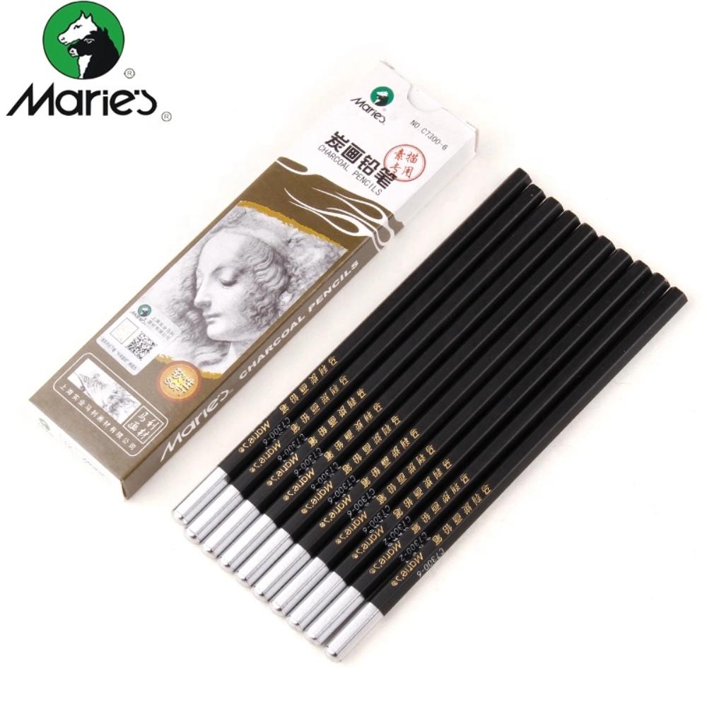 Maries Charcoal Pencils Hard  (Pack of 6)