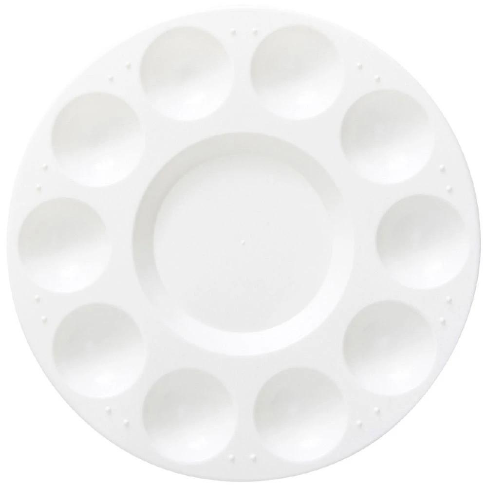 White Plastic Round Paint Palette – 6.75" Artist Mixing Tray