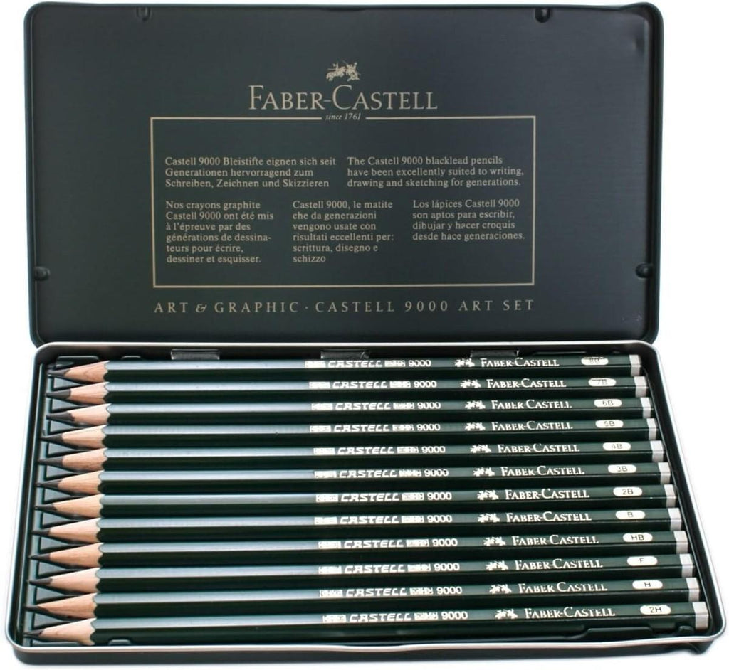 Faber-Castell Castell 9000 Art Set – Graphite Pencils Tin of 12