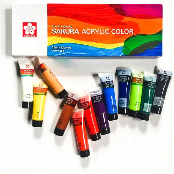 Sakura Acrylic Paints 12 Colors Set – 20ml Tubes