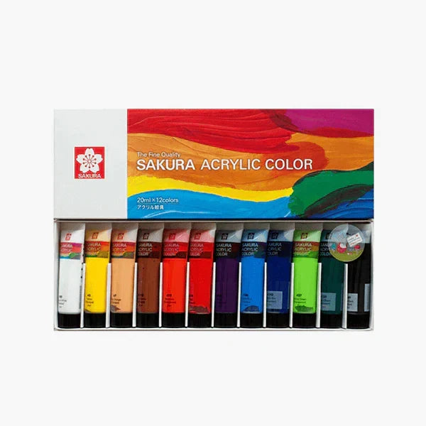 Sakura Acrylic Paints 12 Colors Set – 20ml Tubes
