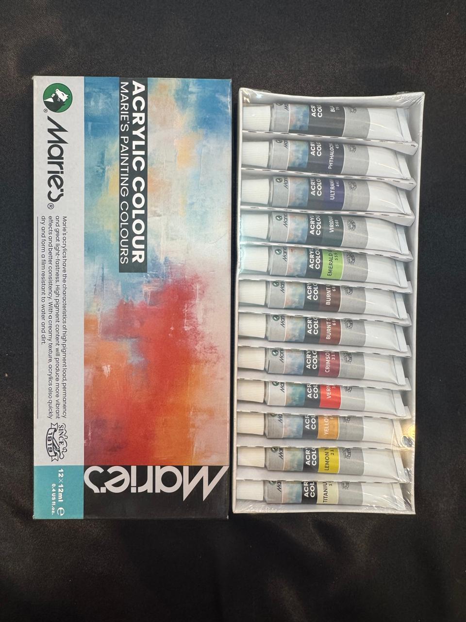 Maries Acrylic Paints 12 18 & 24pcs 12ml each