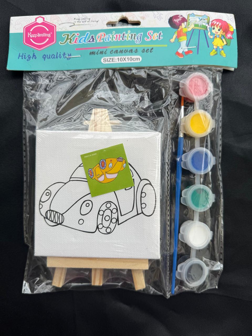 Keep Smiling Kids Painting Set with Mini Canvas & Easel