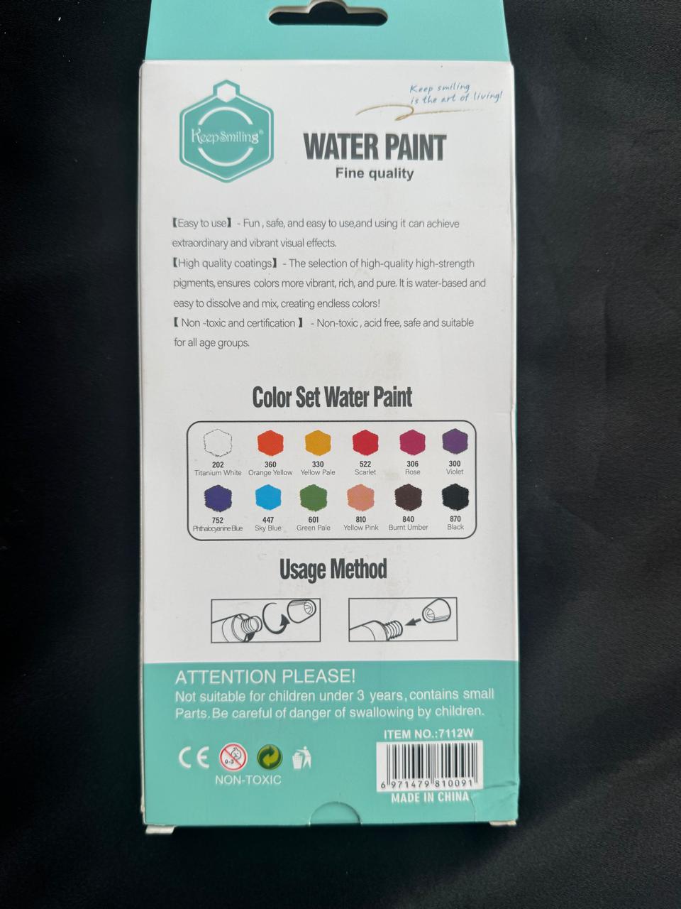 keep smiling water paints 12pcs 12ml each