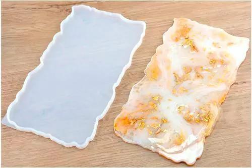 Irregular Rectangle Silicone Resin Tray Mold Wave Edge