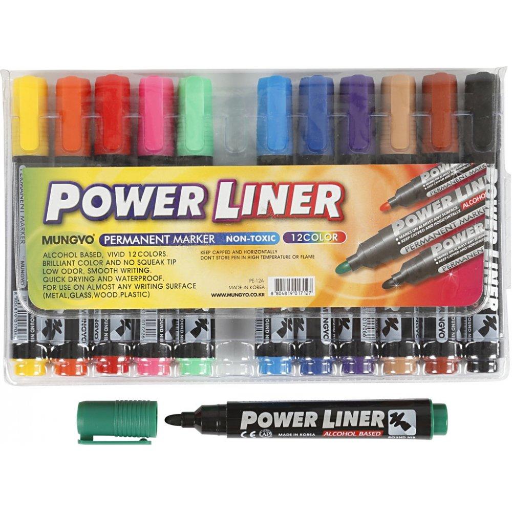 Mungyo Power Liner Permanent Marker 12 Pcs