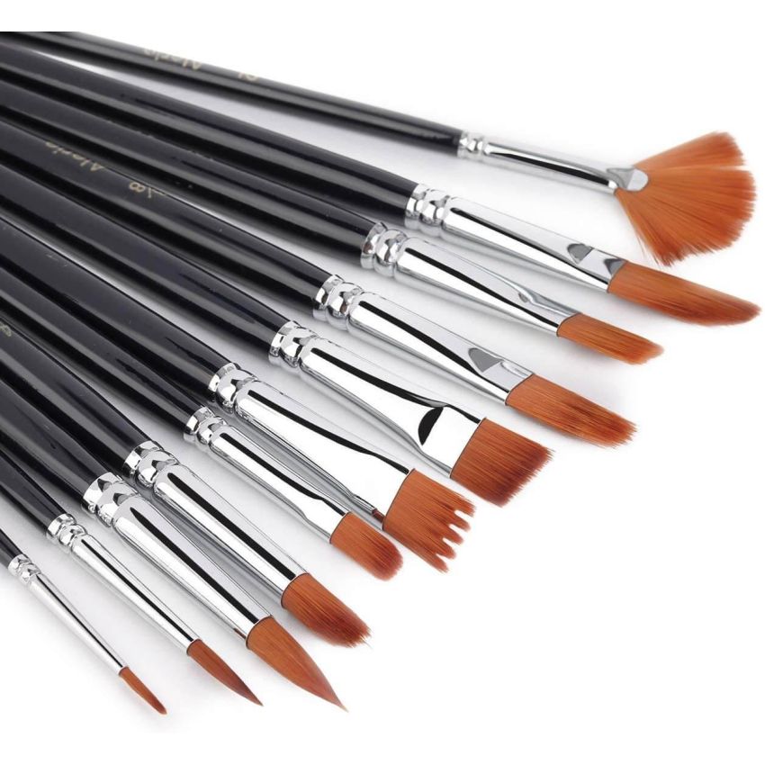 Professional Artist Black Mix Brushes Set – 12 Pcs