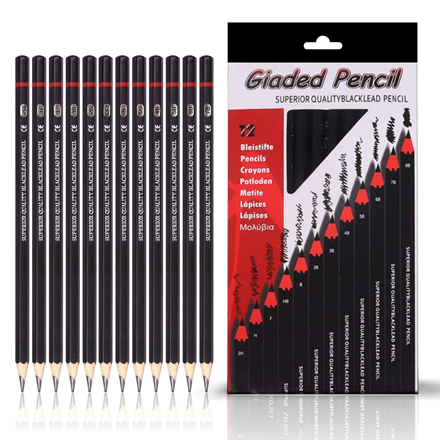 Set of 12 Drawing & Sketching Pencils – Different Shades