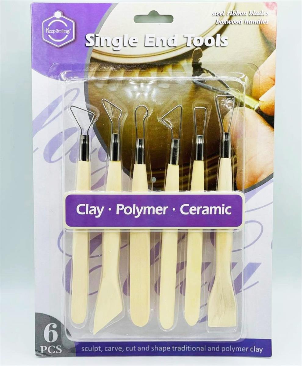 Single End Clay Wooden Tools 6-Pcs Set