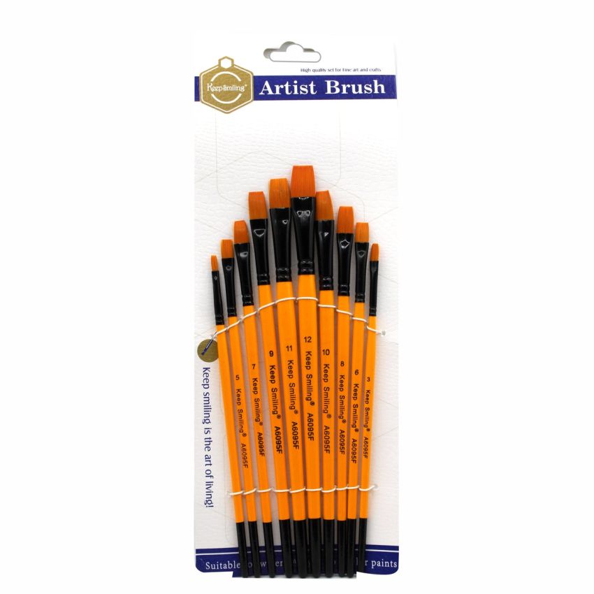 Keep Smiling Flat Brush Set – 10 Pcs A6095F