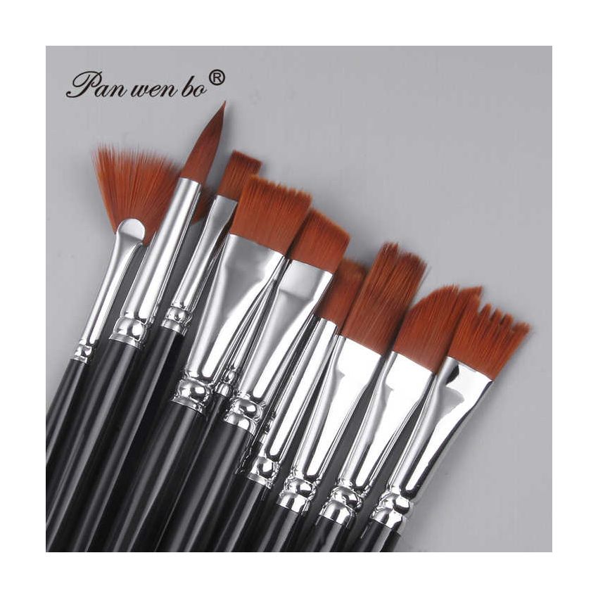 Panwenbo Professional Paint Brush Set 12 Pcs | Nylon Hair