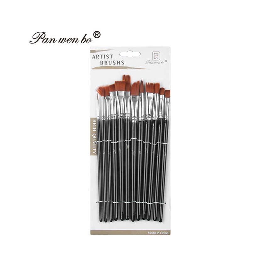 Panwenbo Professional Paint Brush Set 12 Pcs | Nylon Hair