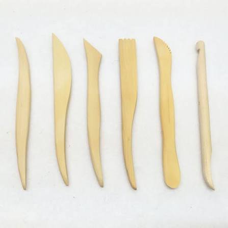 6 Pcs Wooden Pottery Clay Sculpture Carving Tool Set