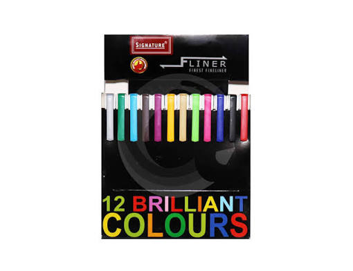 Signature Fine Liner Pointer Set – Pack of 12 Assorted Colors (0.4mm)