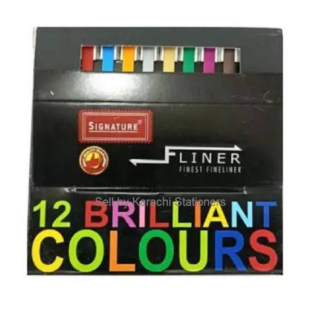 Signature Fine Liner Pointer Set – Pack of 12 Assorted Colors (0.4mm)