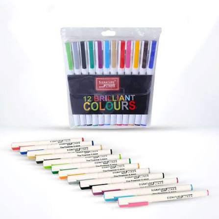 Signature Fine Liner Pointer Set – Pack of 12 Assorted Colors (0.4mm)