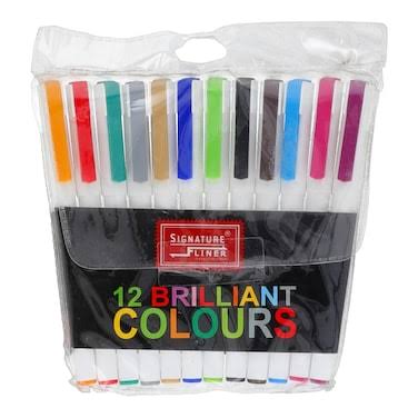 Signature Fine Liner Pointer Set – Pack of 12 Assorted Colors (0.4mm)