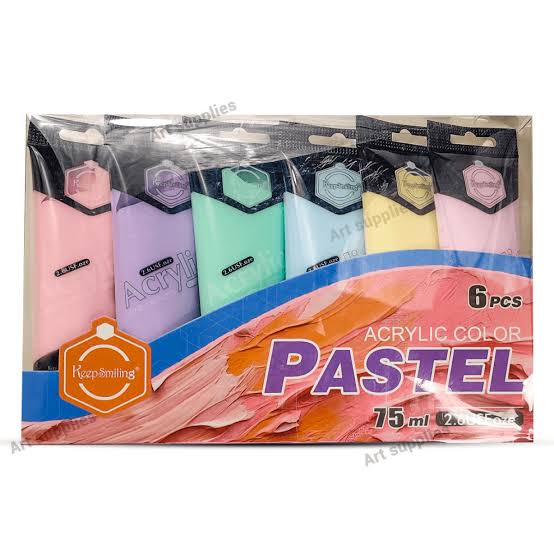 Keep Smiling Pastel Acrylic Paints 75ml Set of 6