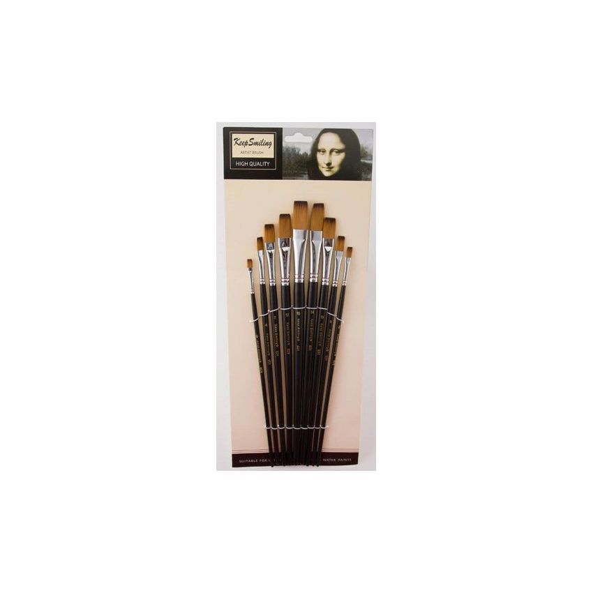 Keep Smilling Artist Flat Brushes Set 9 Pcs 801