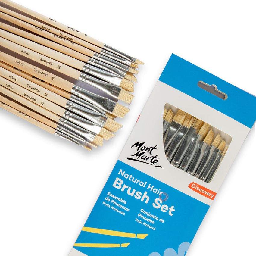 Mont Marte Natural Hair Art Brush Set Angle Discovery 13pcs