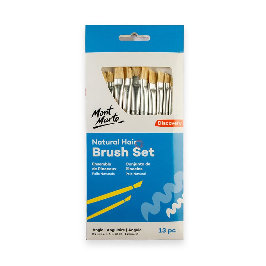 Mont Marte Natural Hair Art Brush Set Angle Discovery 13pcs