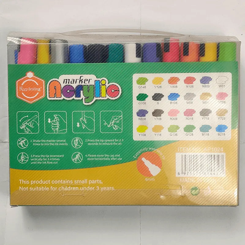Keep Smiling Acrylic Paint Marker Set of 24 Colors