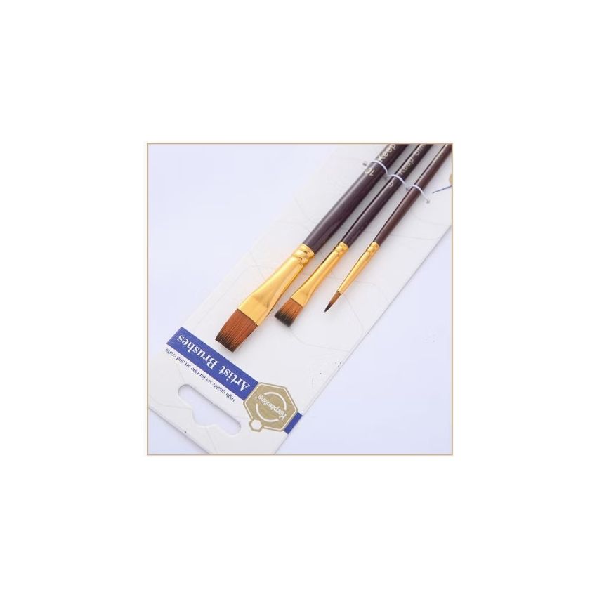 Keep Smiling Artist Flat Paint Brush Pack of 3