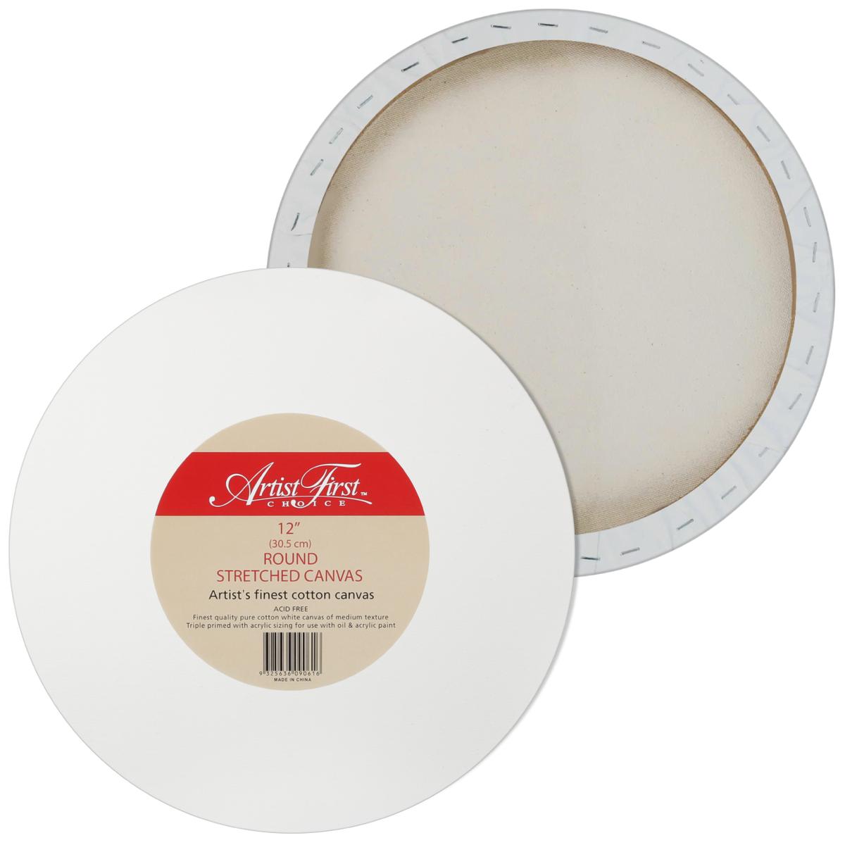 Round Stretched Artist Canvas 12 × 12 Inch Pack of 3