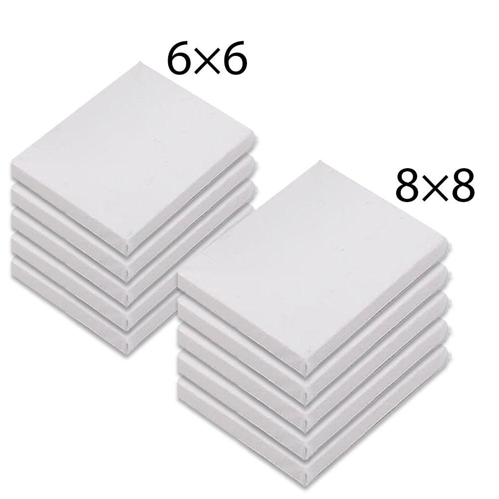 Pack of 10 Mini Canvas Panels | 6×6 & 8×8 Inch 5pcs Each
