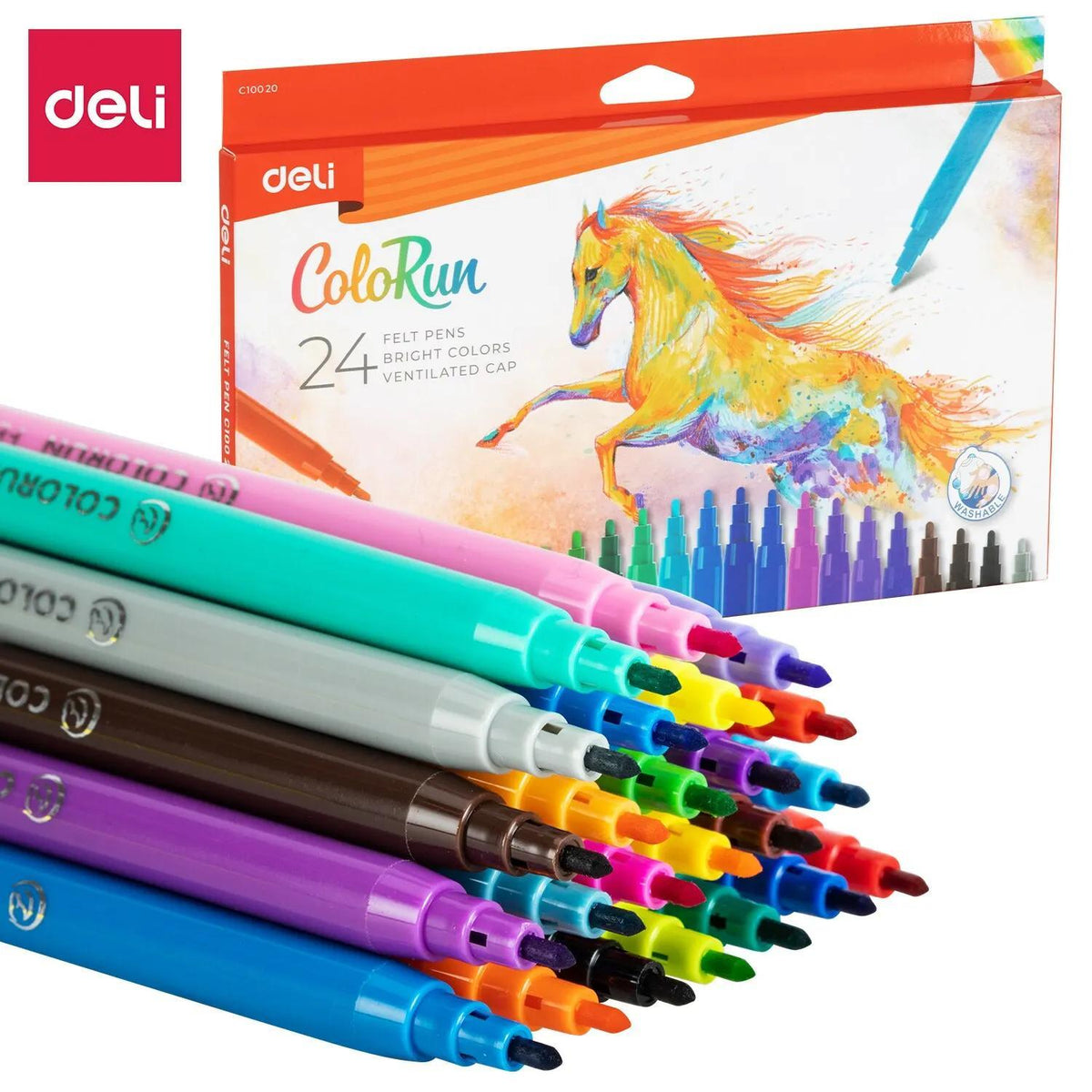 ColoRun Felt Pen Marker – Washable Markers (24 Colours)