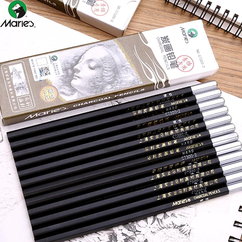 Maries Charcoal Pencils Hard  (Pack of 6)