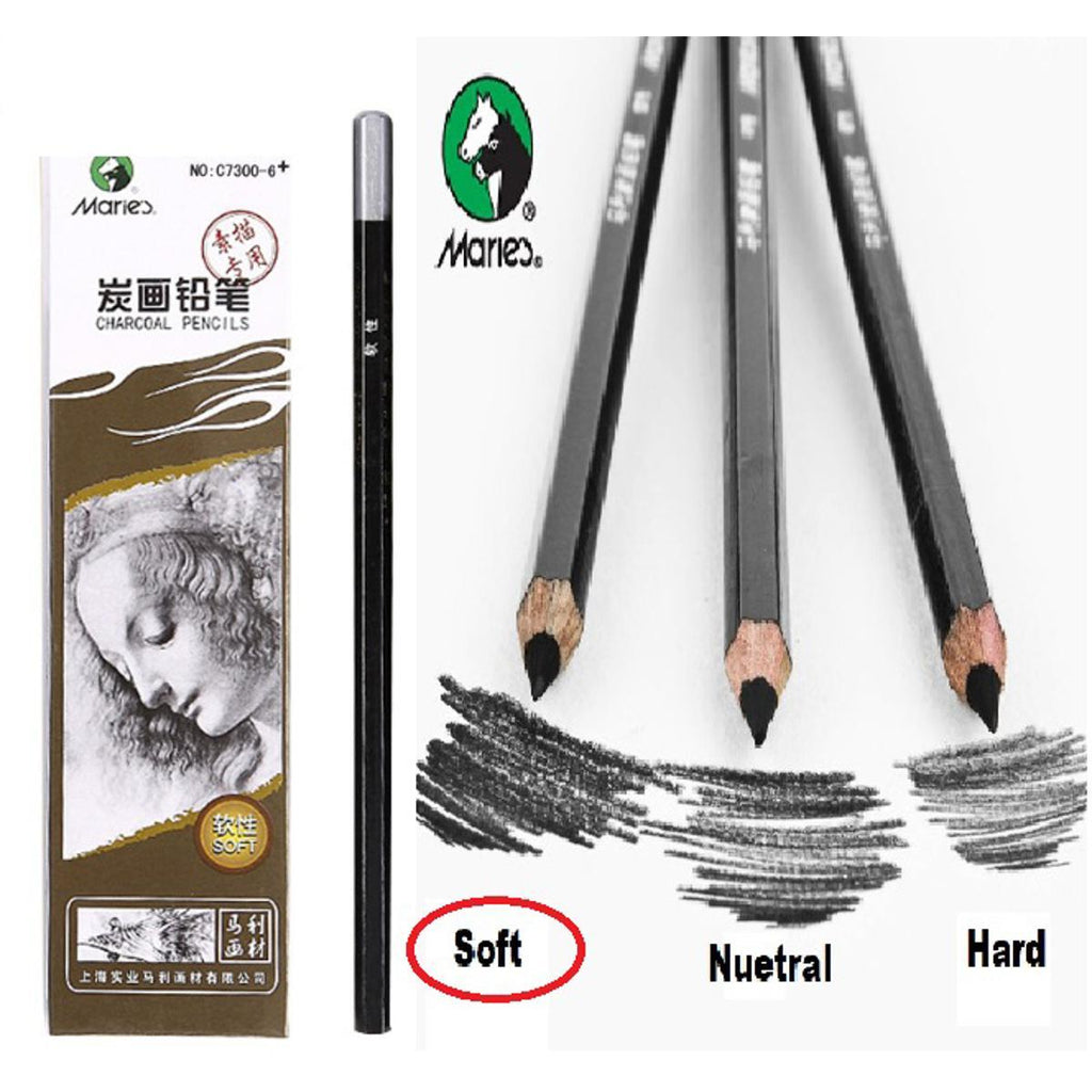 Maries Charcoal Pencils Grade (Pack of 6)